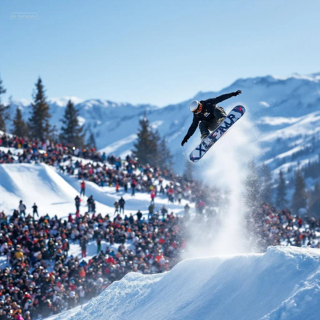 Snowboard action shot