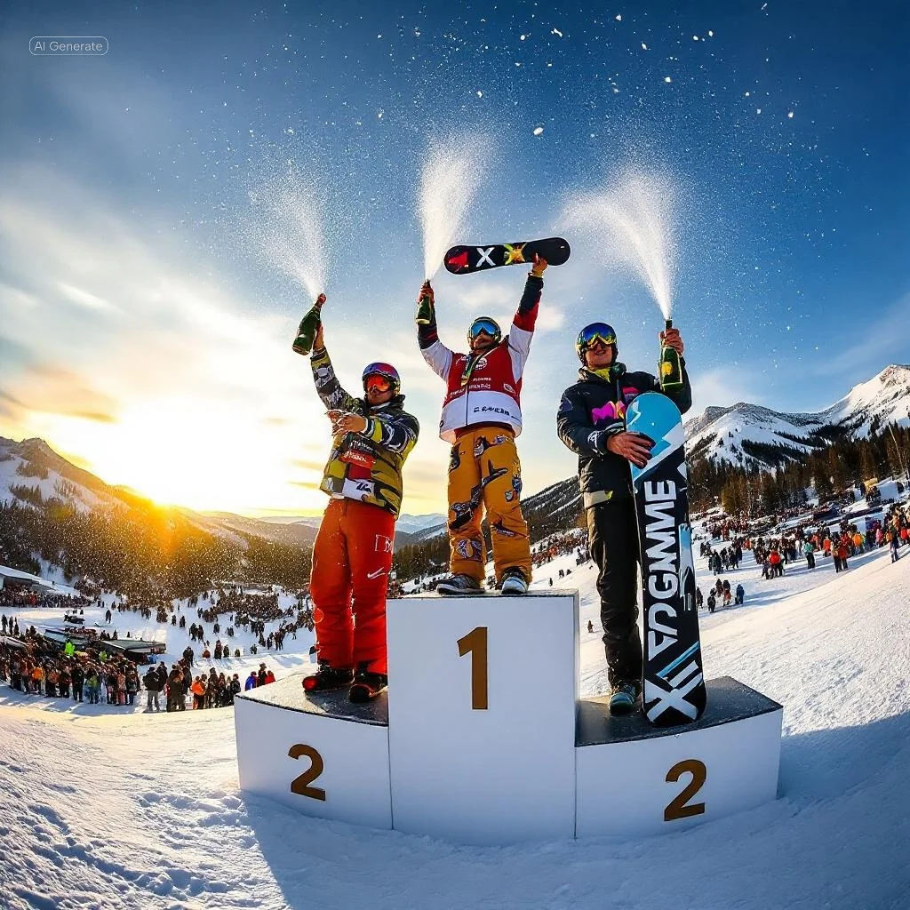 Snowboard podium energy