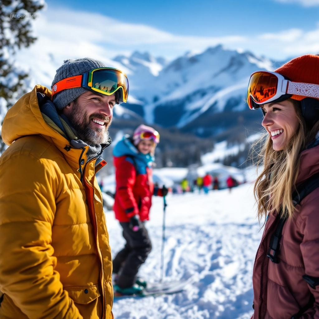 Families enjoying slopes