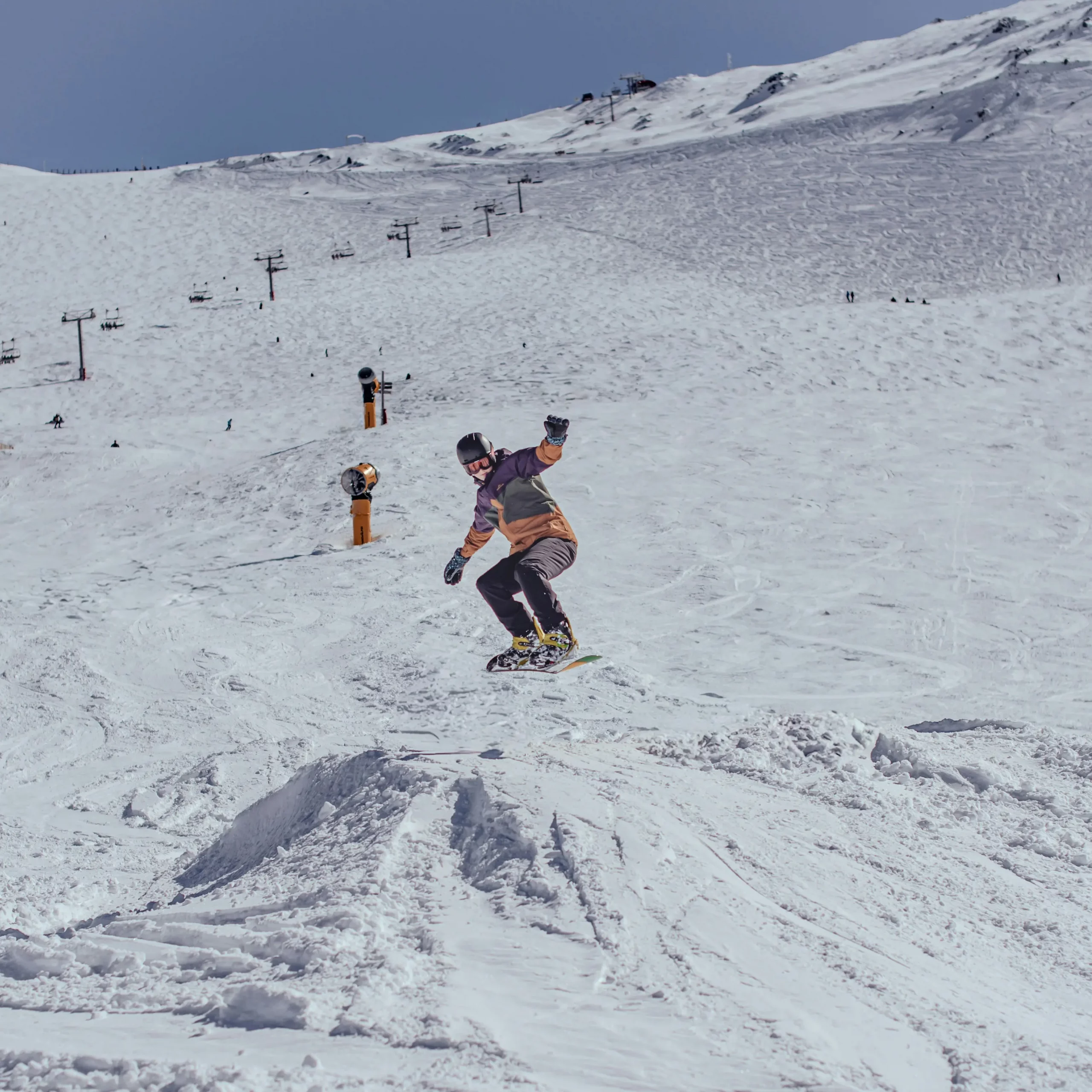 Snowboard squad riding
