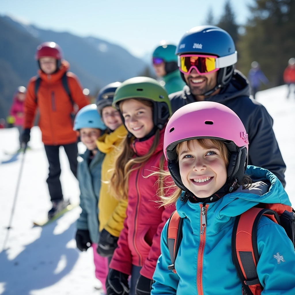 Andorran family skiing
